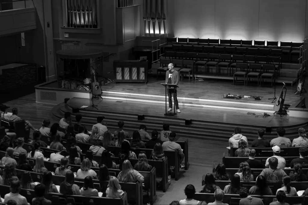 Congregation seated in pews